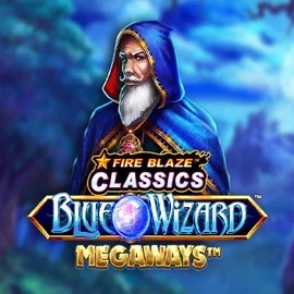 Fire Blaze Blue Wizard Megaways by Rarestone Gaming, showcased at corgibett.com – game logo